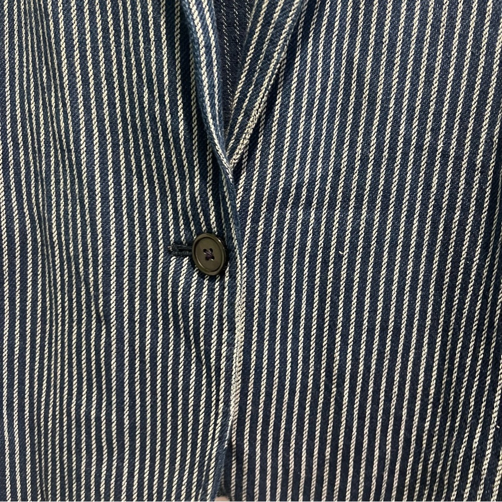 J.Crew Mercantile Women's Blue Striped Cotton Single Button Blazer Jacket - Picture 6 of 9